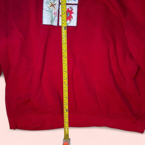 Red vintage embroidered flower crewneck - Picture 4 of 5